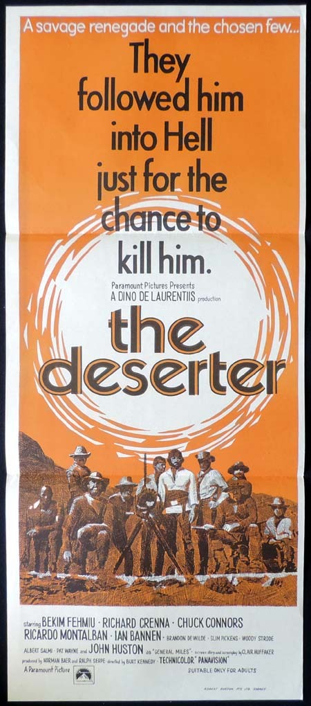 THE DESERTER Daybill Movie poster Spaghetti Western CHUCK CONNORS Fehmiu