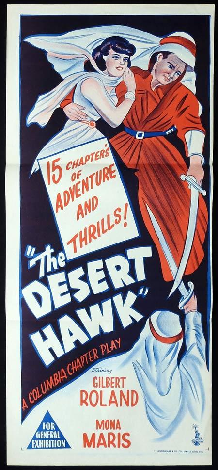 THE DESERT HAWK Original Daybill Movie Poster Gilbert Roland Mona Maris Columbia Serial