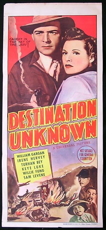 DESTINATION UNKNOWN Daybill Movie poster William Gargan UNIVERSAL