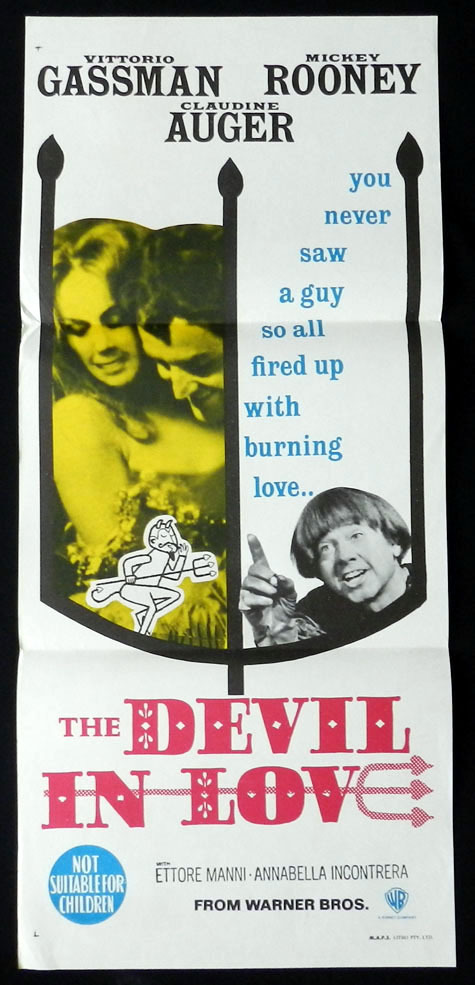 THE DEVIL IN LOVE Vittorio Gassman Mickey Rooney VINTAGE Daybill Movie poster