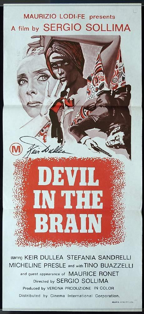 DEVIL IN THE BRAIN Original Daybill Movie poster AUTOGRAPHED By Keir Dullea