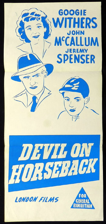 DEVIL ON HORSEBACK 1950s Googie Withers John McCallum Australian Daybill poster