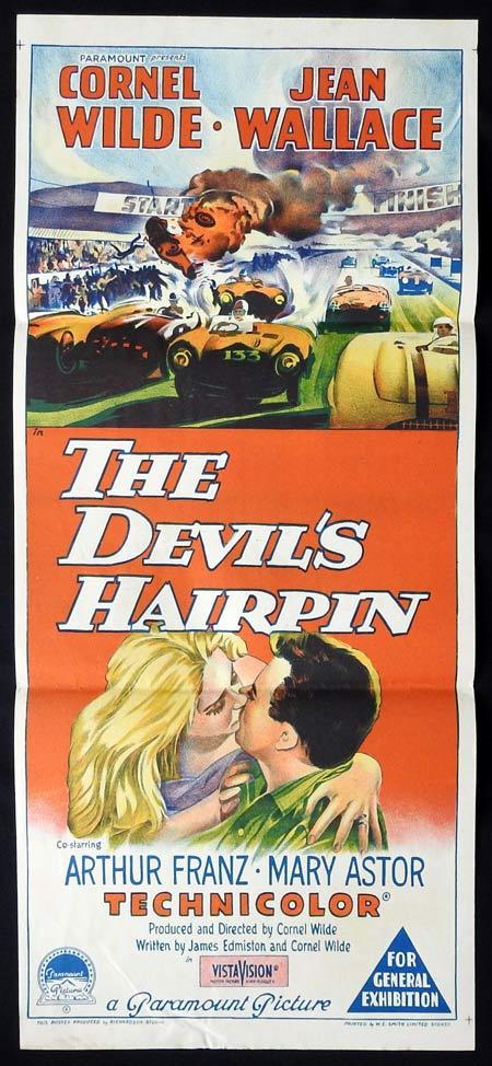 THE DEVIL’S HAIRPIN Original Daybill Movie Poster Cornel Wilde Richardson Studio