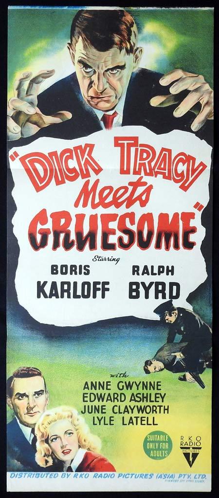 DICK TRACY MEETS GRUESOME Original Daybill Movie Poster Boris Karloff Ralph Byrd Anne Gwynne