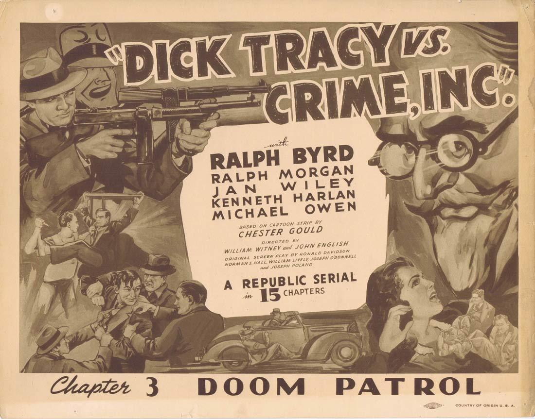 DICK TRACY VS CRIME INC Lobby Card Chapter 3 Ralph Byrd Republic Serial