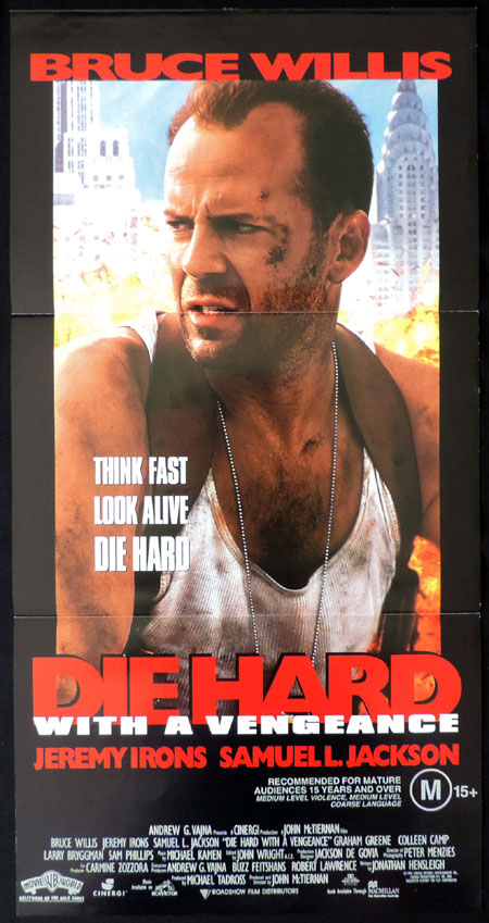 DIE HARD WITH A VENGEANCE Original Daybill Movie poster Bruce Willis Jeremy Irons