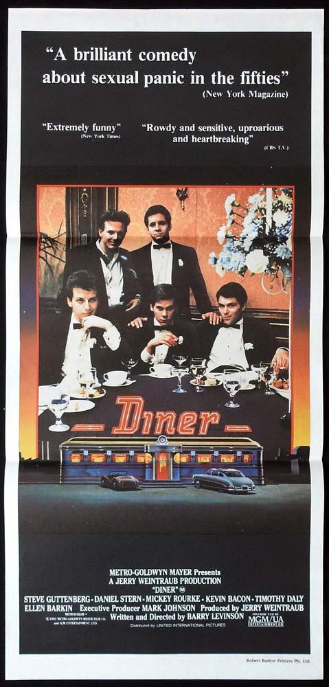 DINER Original Daybill Movie Poster Steve Guttenberg Mickey Rourke Kevin Bacon