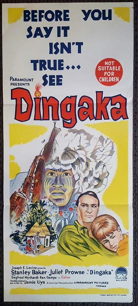 DINGAKA Original Daybill Movie Poster Ken Gampu Stanley Baker Juliet Prowse