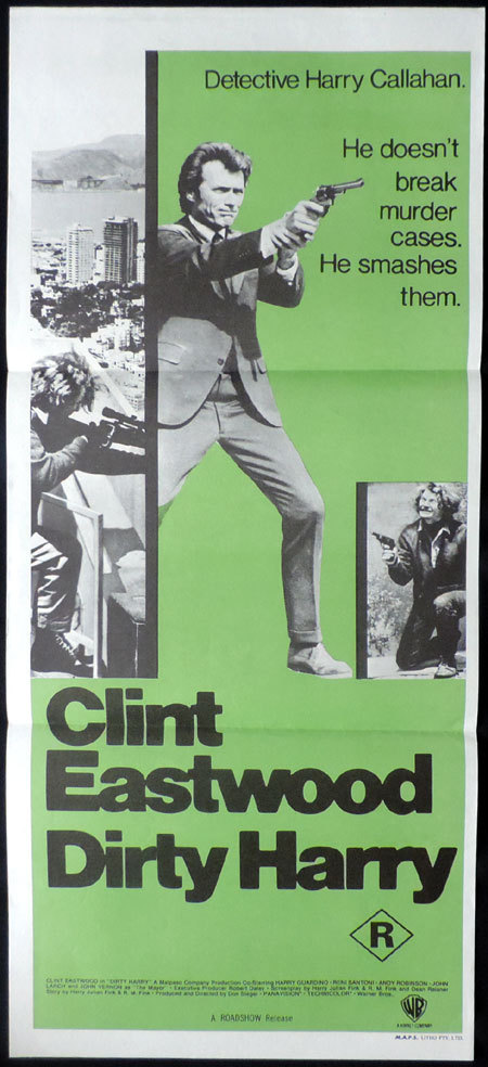 DIRTY HARRY 1971 Clint Eastwood Original Australian Daybill Movie Poster