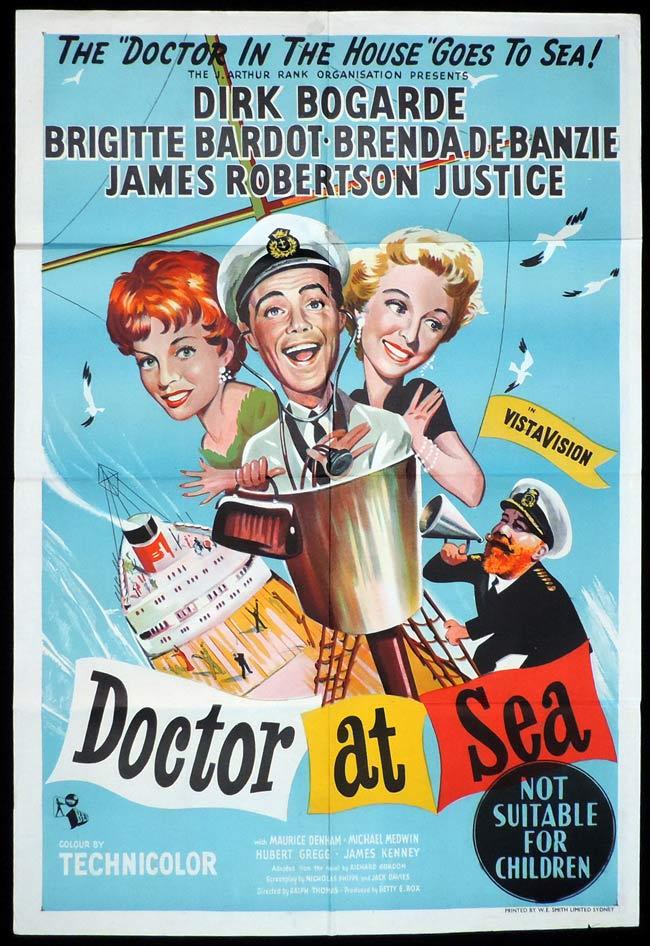DOCTOR AT SEA Original One sheet Movie Poster DIRK BOGARDE Brigitte Bardot