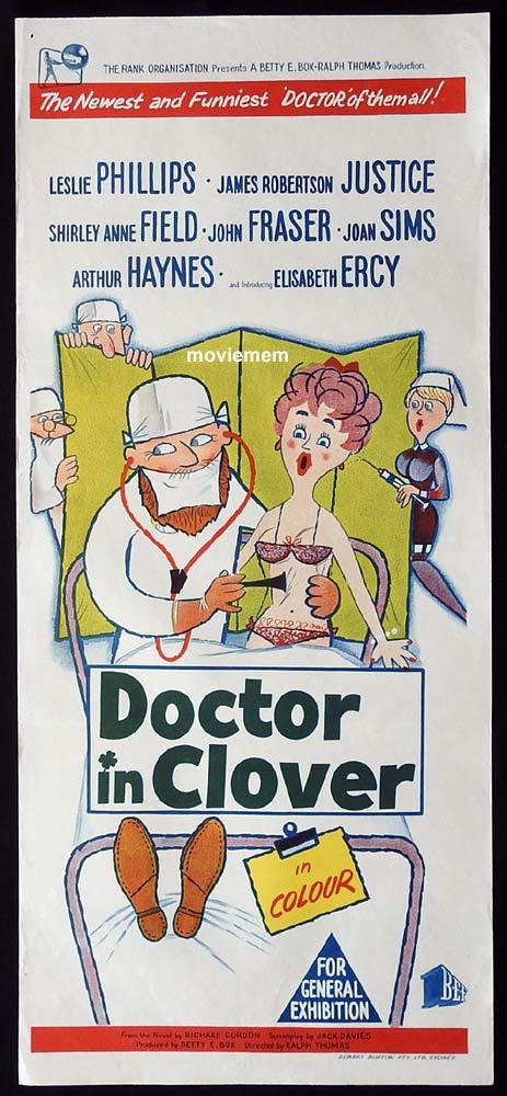 DOCTOR IN CLOVER Original Daybill Movie Poster Leslie Phillips James Robertson Justice