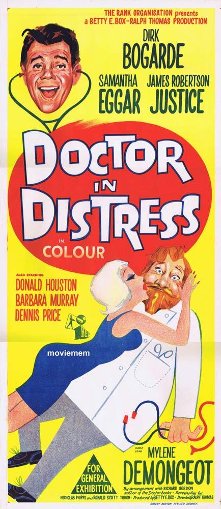 DOCTOR IN DISTRESS Original Daybill Movie Poster Dirk Bogarde James Robertson Justice
