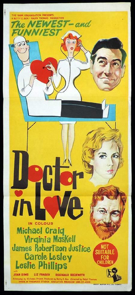 DOCTOR IN LOVE Original Daybill Movie Poster Michael Craig James Robertson Justice