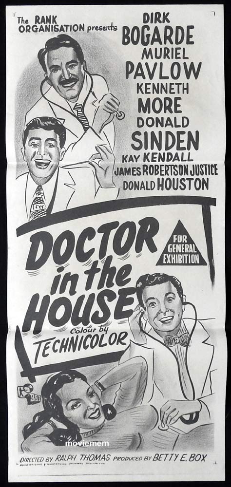 DOCTOR IN THE HOUSE Original 60s Daybill Movie Poster  Dirk Bogarde Muriel Pavlov