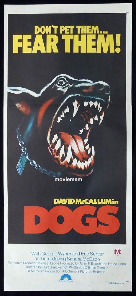 DOGS Original Daybill Movie Poster Doberman Art David McCallum