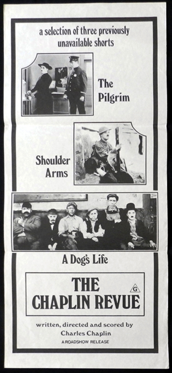 THE CHAPLIN REVUE Charlie Chaplin RARE Daybill Movie poster Pilgrim A Dogs Life Shoulder Arms