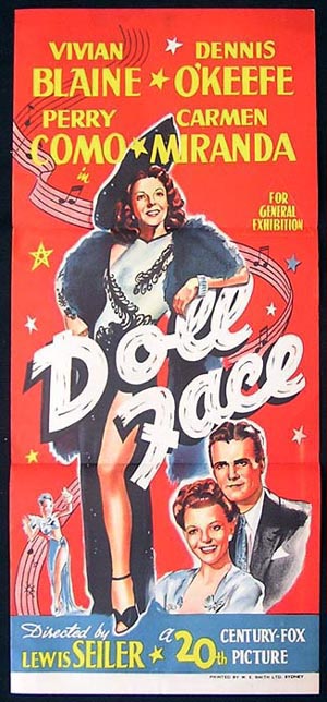 DOLL FACE Movie Poster 1945 Vivian Blaine Perry Como Carmen Miranda