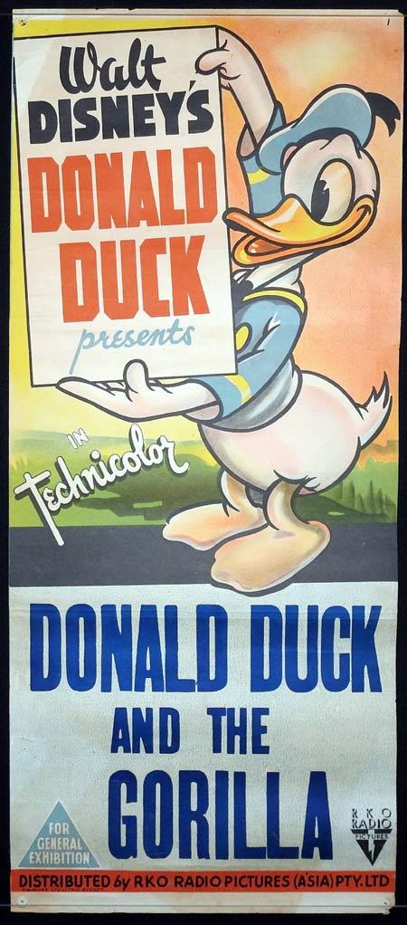 DONALD DUCK AND THE GORILLA Original daybill Movie Poster Disney RKO
