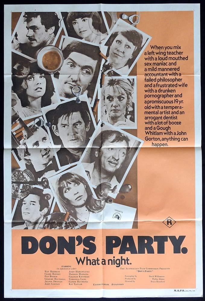 DON’S PARTY Original One sheet Movie poster GRAHAM KENNEDY John Hargreaves