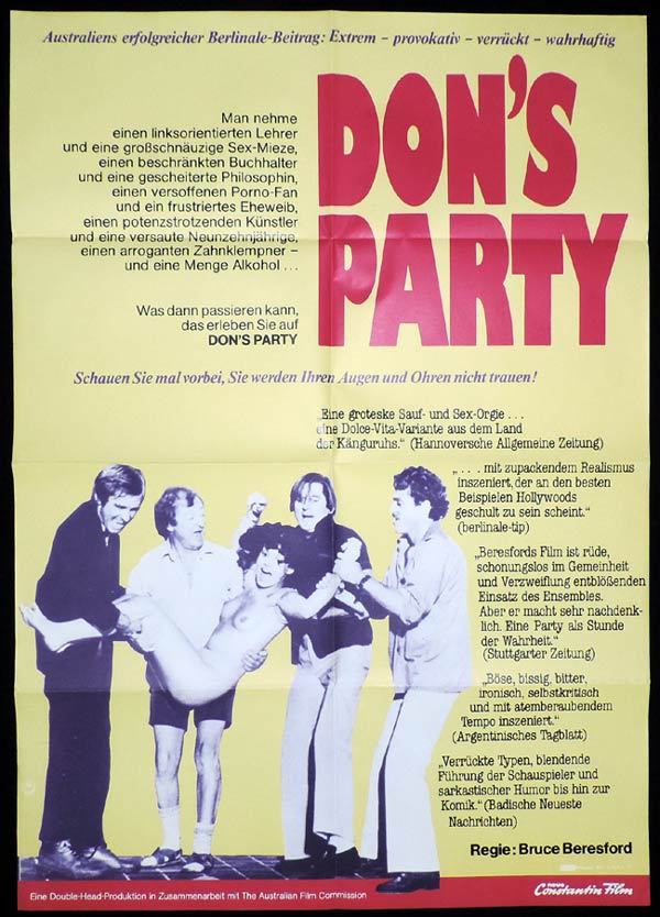 DON’S PARTY 1976 Graham Kennedy RARE German Movie Poster “B”
