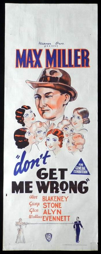 DON’T GET ME WRONG Long Daybill Movie Poster 1939 Max Miller