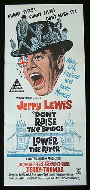 DONT RAISE THE BRIDGE LOWER THE RIVER Movie Poster 1967 Jerry Lewis Australian Daybill