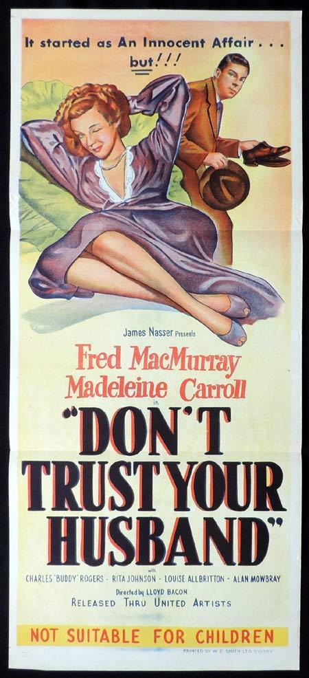 DON’T TRUST YOUR HUSBAND Original Daybill Movie Poster Madeleine Carroll Fred MacMurray