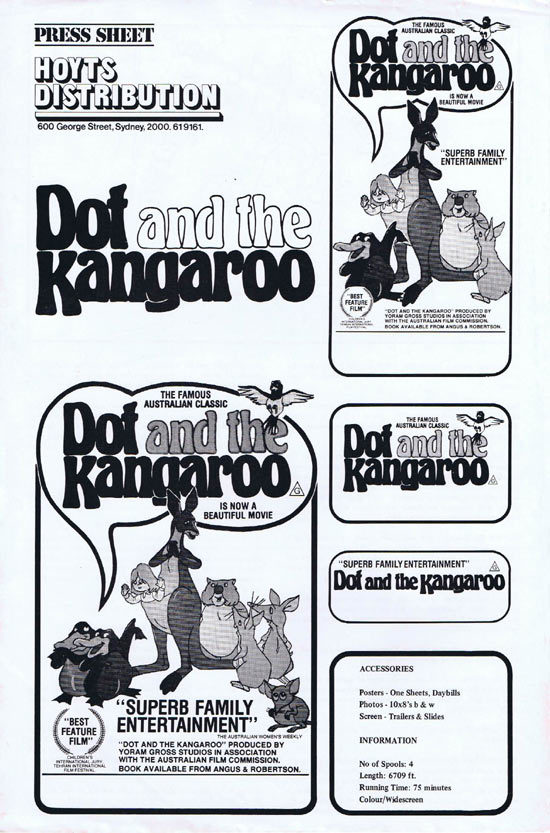 DOT AND THE KANGAROO Movie Press Sheet