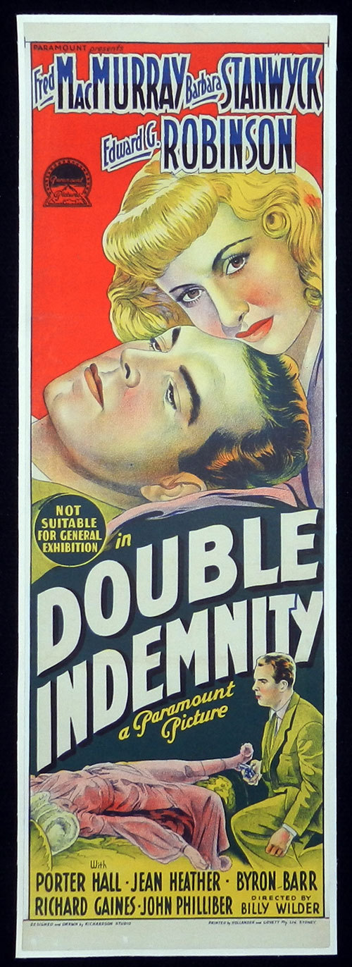 DOUBLE INDEMNITY Australian Daybill Movie Poster 1944 Film Noir Movie poster