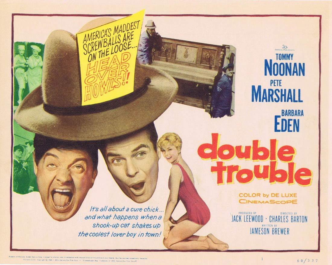 DOUBLE TROUBLE Title Lobby Card Noonan and Marshall Barbara Eden TC