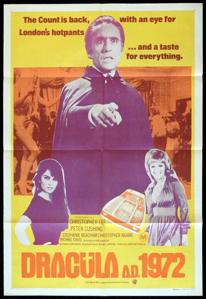 DRACULA AD 1972 Original One sheet Movie Poster Christopher Lee Hammer Horror