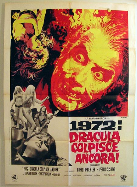 DRACULA AD 1972 Original Italian Movie Poster Christopher Lee Peter Cushing Hammer Horror