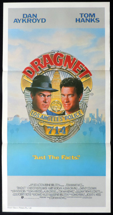 DRAGNET Original Daybill Movie poster Tom Hanks Dan Aykroyd