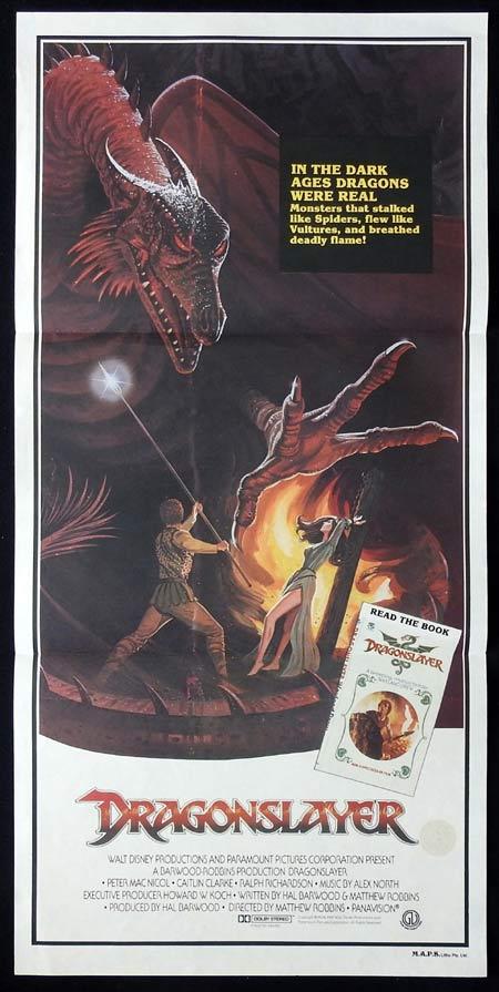 DRAGONSLAYER Original daybill Movie Poster Peter MacNicol Caitlin Clarke Ralph Richardson