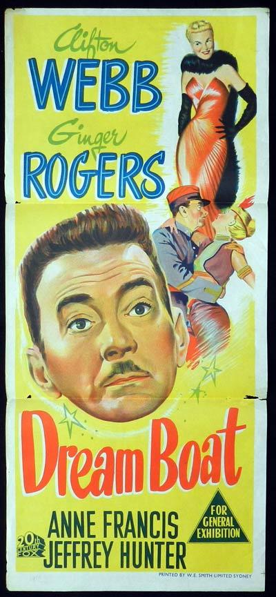DREAMBOAT Daybill Movie Poster Ginger Rogers Clifton Webb