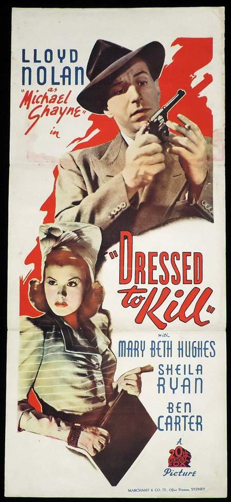 DRESSED TO KILL Daybill Movie Poster Lloyd Nolan Michael Shayne 1941 Film Noir
