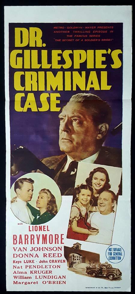 DR GILLESPIE’S CRIMINAL CASE Original Daybill Movie Poster Lionel Barrymore Marchant Graphics