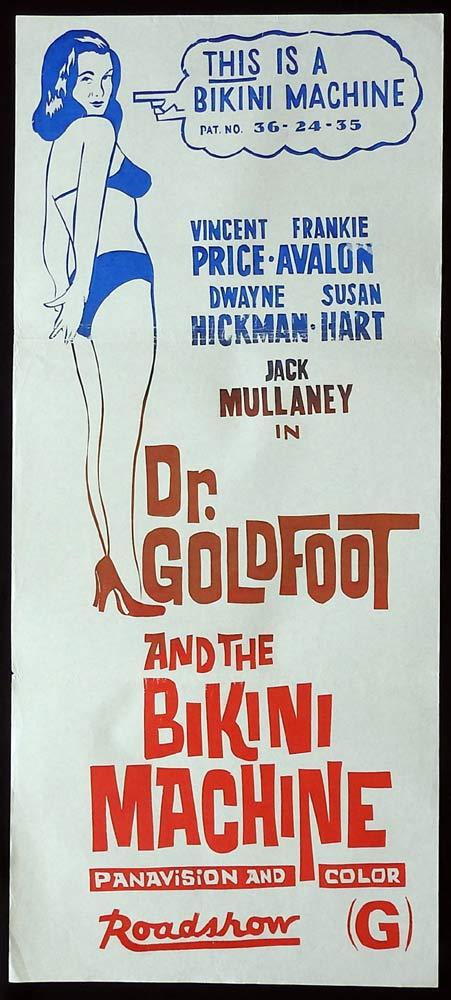 DR GOLDFOOT AND THE BIKINI MACHINE Original 70sr Daybill Movie Poster Vincent Price Frankie Avalon