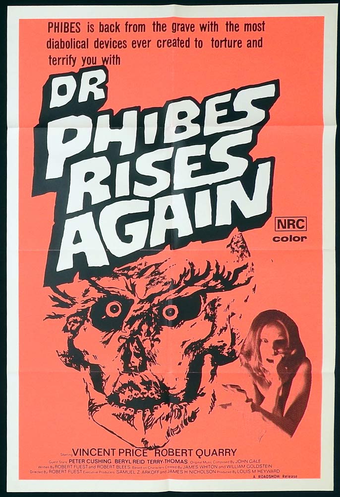 DR PHIBES RISES AGAIN One Sheet Movie Poster Horror Vincent Price Robert Quarry