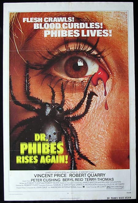 DR PHIBES RISES AGAIN US One sheet movie poster Vincent Price Peter Cushing Original
