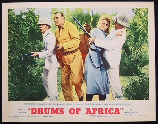 DRUMS OF AFRICA 1963 Lobby card 1 Frankie Avalon Lloyd Bochner