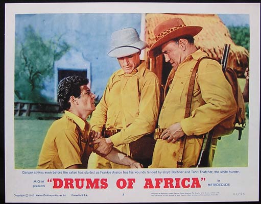 DRUMS OF AFRICA 1963 Lobby card 3 Frankie Avalon Lloyd Bochner