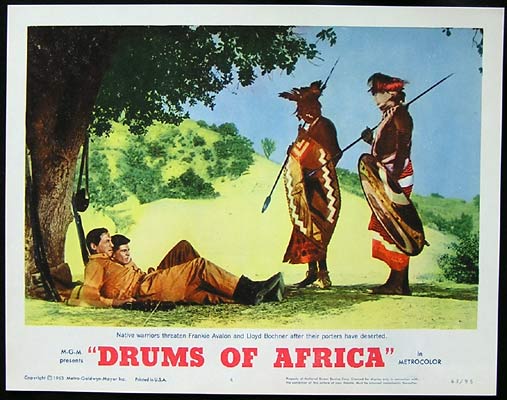 DRUMS OF AFRICA 1963 Lobby card 4 Frankie Avalon Lloyd Bochner