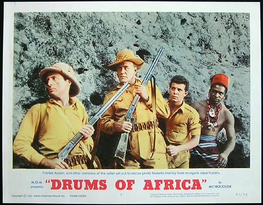 DRUMS OF AFRICA 1963 Lobby card 5 Frankie Avalon Lloyd Bochner