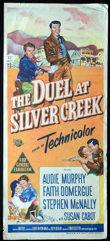 THE DUEL AT SILVER CREEK Original daybill Movie Poster Audie Murphy Faith Domergue Stephen McNally