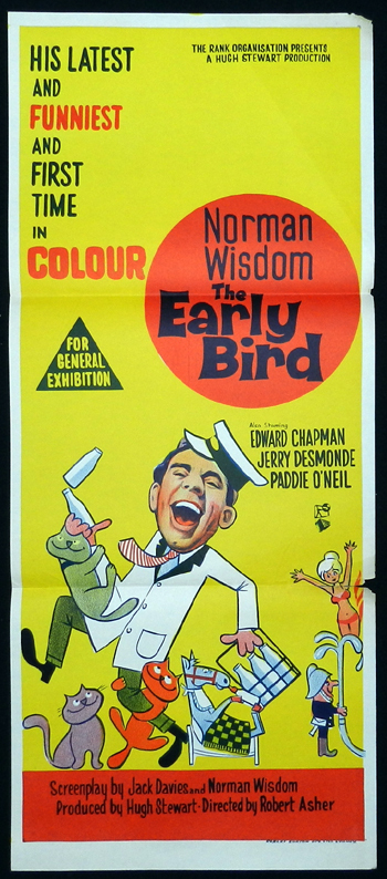 THE EARLY BIRD Movie Poster 1965 Norman Wisdom Australian Daybill