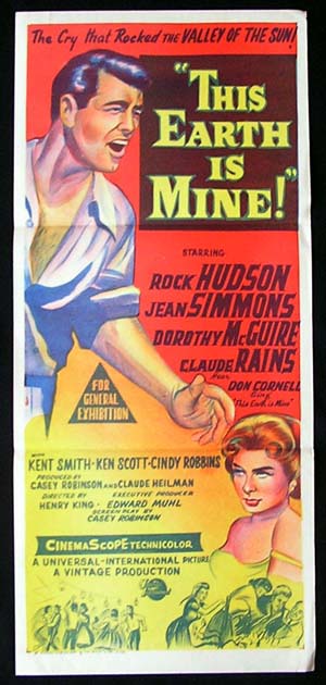 THIS EARTH IS MINE Daybill Movie poster 1959 Rock Hudson