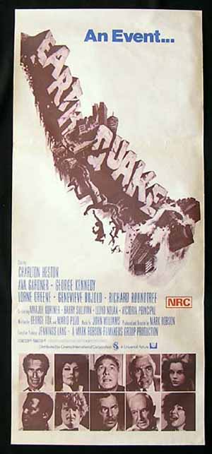 EARTHQUAKE Daybill Movie poster Charlton Heston Ava Gardner Disaster Movie
