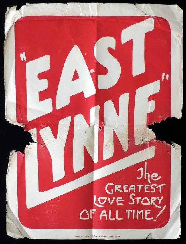 EAST LYNNE Vintage ORGINAL Movie poster 1922 Australian Film