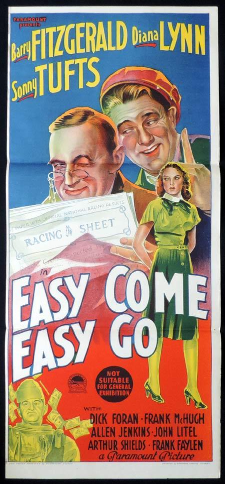 EASY COME EASY GO Original Daybill Movie Poster Barry Fitzgerald Diana Lynn Richardson Studio